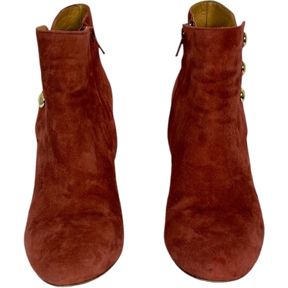Sezane High Camille Red Suede Boots Size 38 French US 7 Booties Block Heel Boots - Picture 5 of 14